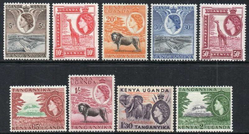 1954-59 Kenya Uganda Tanganyika Sg 167/77 Short Set of 9 Values Mounted Mint