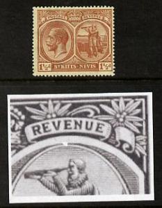 St Kitts-Nevis 1921-29 KG5 Script CA Columbus 1.5d red-br...