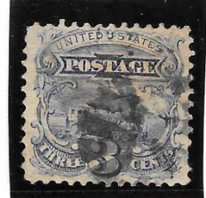 U.S. Scott #114 Used 3c Locomotive stamp   2018 CV $16.00