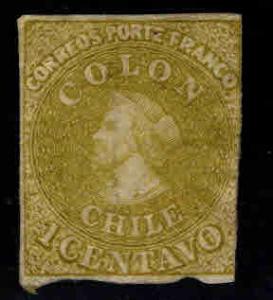 Chile Scott 11 MH* 1862 Columbus stamp fresh lemon yellow color