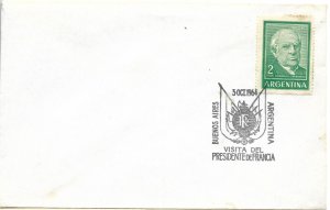 ARGENTINA 1964 VISIT OF PRESIDENT OF FRANCE COAT OF ARMS COVER SPECIAL POSTMARK