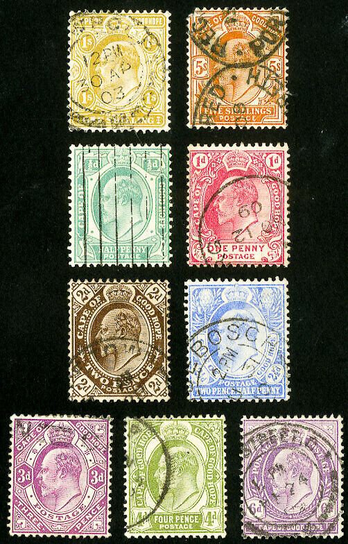 Cape of Good Hope Stamps # 63-71 Used VF Scott Value $45.00