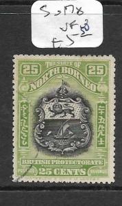 NORTH BORNEO (P2401B) 25C LION, ARMS SG 178  VFU