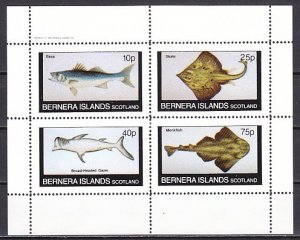 Bernera Is. 1982 Local issue. Various Fish, sheet of 4.