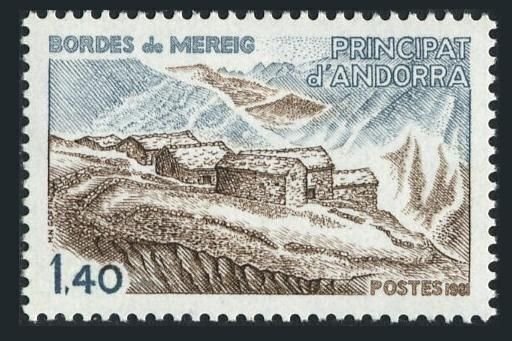 Andorra Fr 285 two stamps, MNH. Mi 312. Bordes de Mereig Mountain Village, 1981.