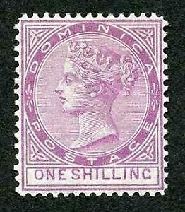 Dominica SG9 1/- Magenta wmk Crown CC Perf 14 Cat 130 pounds Fresh M/M