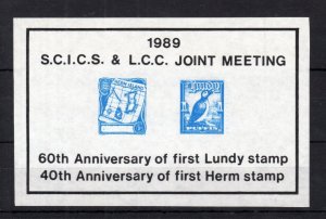 LUNDY: 1989 LUNDY COLLECTORS CLUB & SCICS SHEETLET