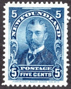 76, NSSC, Newfoundland, 5¢ Duke of York, blue, MLHOG, F/VF, pencil notation on r
