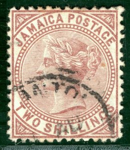 JAMAICA QV Stamp SG.14 2s High Value (1875) CDS Postmark Used Cat £40+ PBLUE54