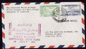 #12790-cover -  Syria 26 July 1947 - first flight Pan-Am from Dama