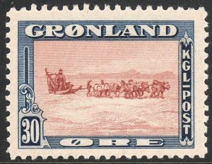 1945 Greenland Christian X 30 ore issue MNH Sc# 15 CV $35.15