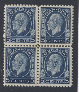 4x Canada MH F/VF Stamps;  #199 - 5c Block of 4 MH F/VF Guide Value = $40.00