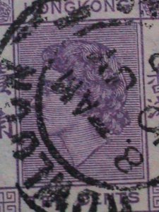 HONK KONG-1954 SC#186 QUEEN ELIZABETH II-FANCY CANCEL VF-69 YEARS OLD-RARE