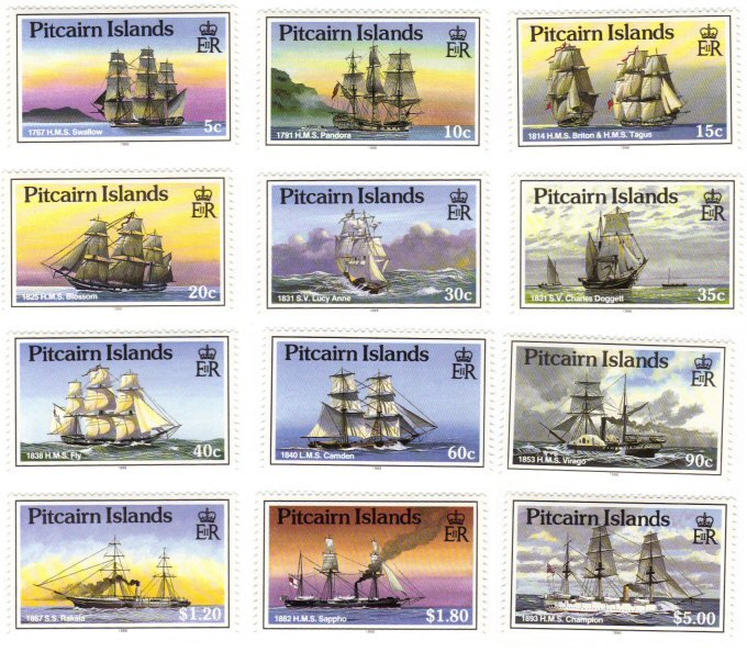 Pitcairn #298-309 MNH set – tall ships