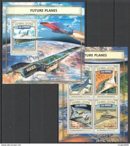 2016 Sierra Leone Transport Aviation Future Planes Kb+Bl ** Stamps St450