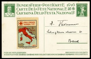 Switzerland Stamps XF 1916 Expo Label On Card