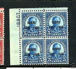 Scott 648 Hawaii Overprint Mint Plate Block of 4 Stamps NH (Stock By 291)