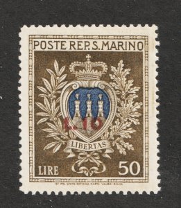 1946 San Marino Sc# B26 semi postal - Coat of Arms. MH Cv$20
