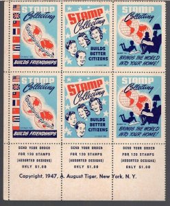 Set Of 6 ** 1947 Stamp Collecting Poster Stamps.  