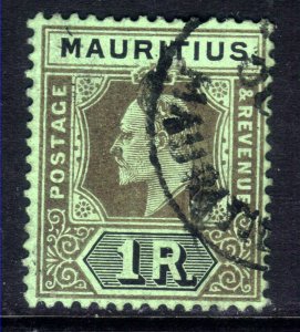 Mauritius 1910 Kev11 1 Rupee Black Green used SG 192 ( C592 )