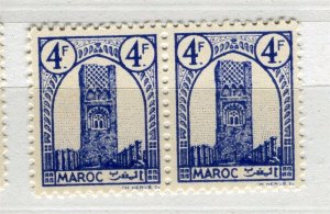 FRENCH MAROC; 1943 Hassan Tower Rabat issue MINT MNH unmounted 4Fr. PAIR