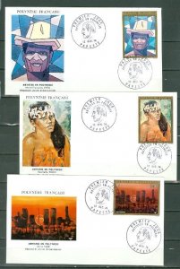 FRENCH POLYNESIA 1974 PAINTINGS #C107-111 SET MNH & FDC(5)