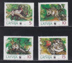 Latvia # 381-384, WWF - Doormouse, NH, 1/2 Cat.