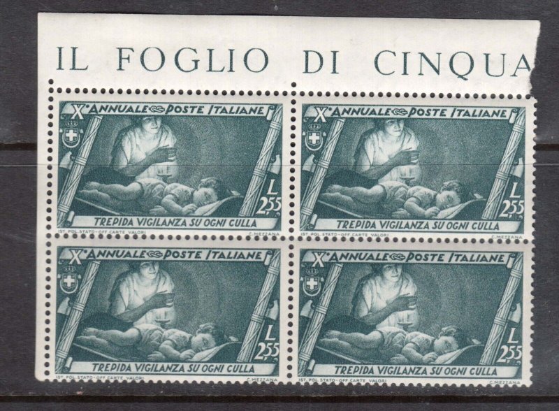 Italy #303 VF/NH Imprint Block