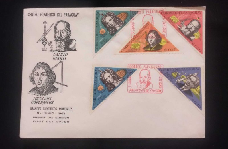 C) 1965. PARAGUAY. FDC. MULTIPLE STAMPS FROM WORLD SCIENTISTS. XF