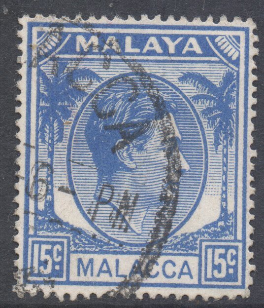 Malaya Malacca Scott 10 - SG10, 1949 George VI 15c used