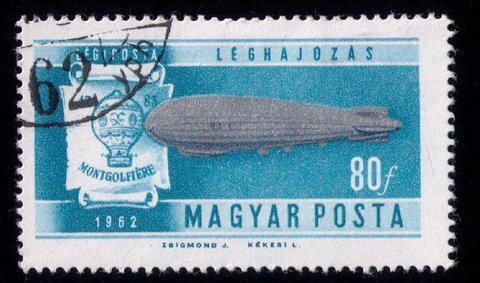 Hungary 1962 Graf Zeppelin Stamp 80f Leghajozas Air Ship F-VF