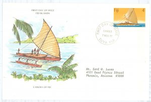 Fiji 380 1977 Canoes of Fiji, watercraft, addressed, Postal Commerative Society FDC