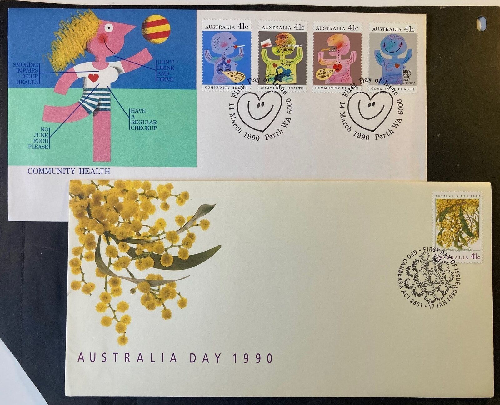 Australia 1990 FDC x2 Community Health Australia Day used (as scan