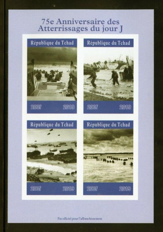 CHAD 2019 75th ANNIVERSARY OF D DAY SHEET IMPERFORATE   MINT NEVER HINGED