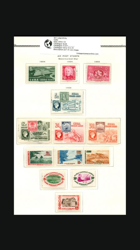 VINTAGE:CUBA 1954 OG NH ,. LOT CUBP1954YASST SCOTT C107...... .