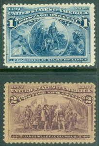 EDW1949SELL : USA 1893 Scott #230-31 Fine-Very Fine, Mint Never Hinged. Cat $63.