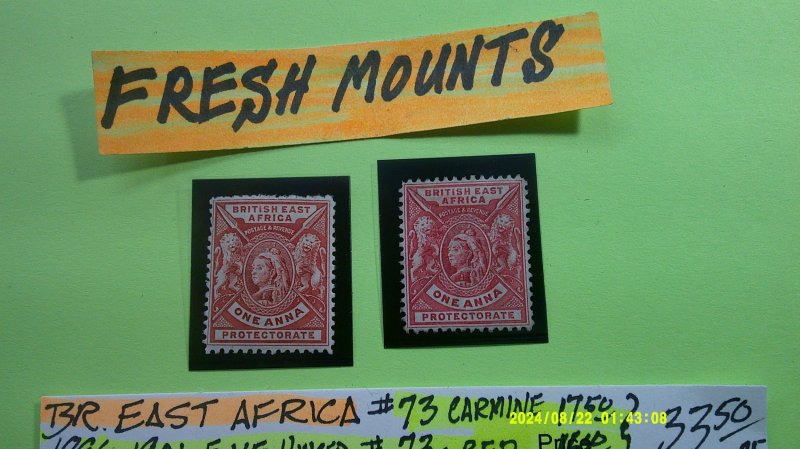 British East Africa 1896-1901 Scott# 73, 73a Mint F-VF Hinged
