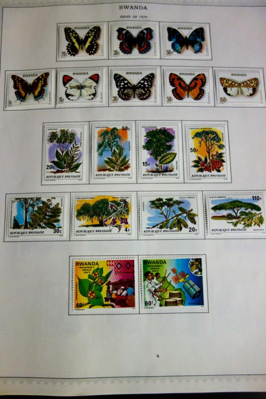 Rwanda Beautiful Mint Stamp Collection 1970-1990 on Pages