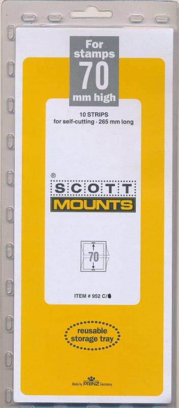 Prinz Scott Stamp Mount 70/265 mm - CLEAR (Pack of 10) (70x265 70mm)  STRIP  952 