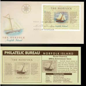 Norfolk Island 1998 The Norfolk - Longboat Minisheet FDC