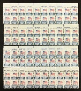 1338F  Flag & White House, Huck Press   MNH 8  c Plate Block of 20. Top plate #