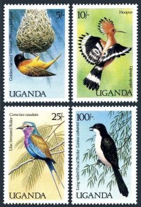 Uganda 569-570572,576,MNH. Birds 1987.Golden-backed weaver,Hoopoe,Roller,Strike.