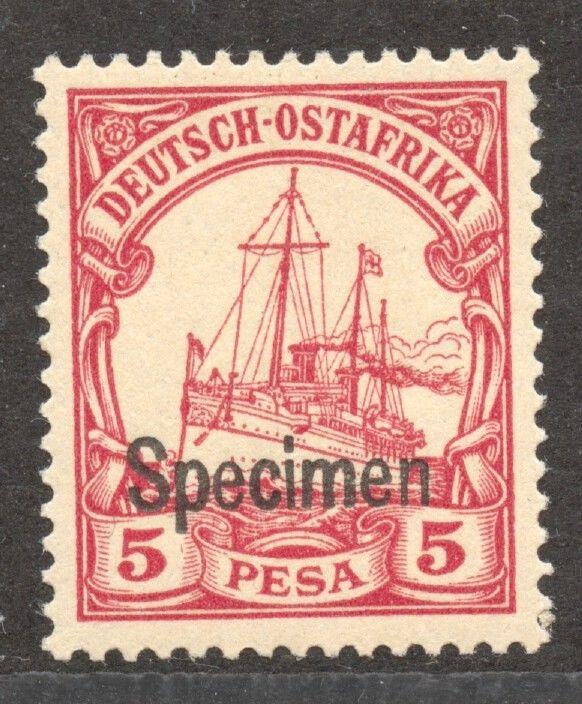 SPECIMEN Overprint on German East Africa 5 Pesa Yacht, MNH 