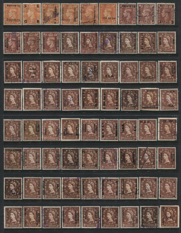 GB 185 different Commercial Overprints QV KEVII KGV KGVI QEII