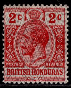 BRITISH HONDURAS GV SG112, 2c scarlet, LH MINT.