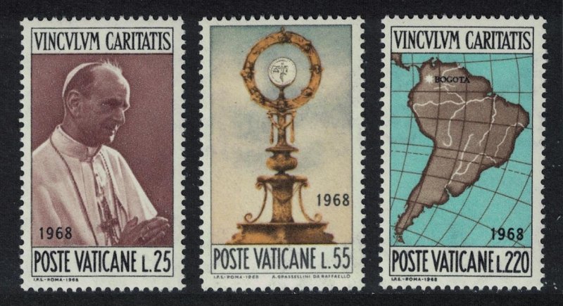 Vatican Pope Paul's Visit to Colombia 3v 1968 MNH SC#461-463 SG#513-515