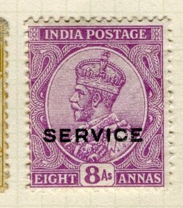 INDIA; 1920s early GV portrait SERVICE issue fine Mint hinged 8a. value