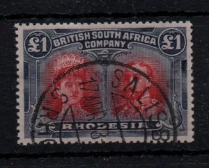 Rhodesia 1910-13 £1 carmine red & bluish black SG165 good used WS38902