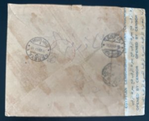 1941 Le Cairo Egypt Censored Window Cover To Geneva Switzerland