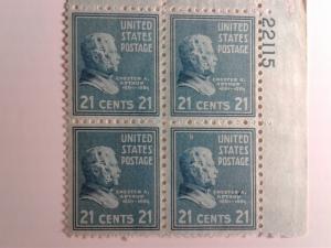 SCOTT # 826 PLATE BLOCK MINT NEVER HINGED GEM !! 1938